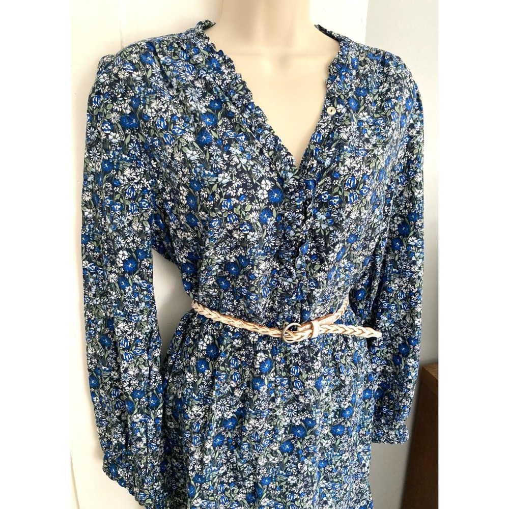 Lucky Brand Wildflower Shirtdress Floral Print Long-Sleeved Size Large